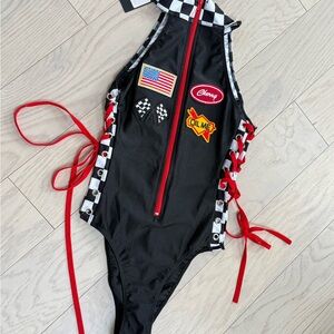 Racer-Style Black One-Piece Halloween Costume Size S/M